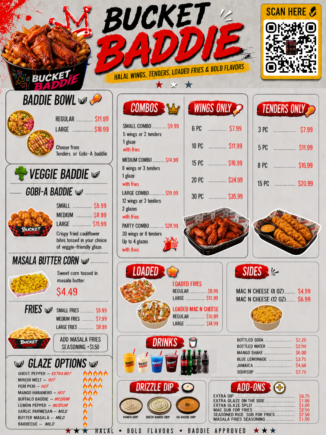 Bucket Baddie Menu